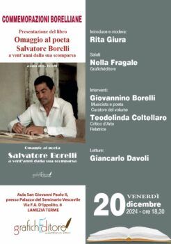 Lamezia, commemorazioni Borelliane: primo appuntamento il 20 dicembre con la presentazione di un libro celebrativo