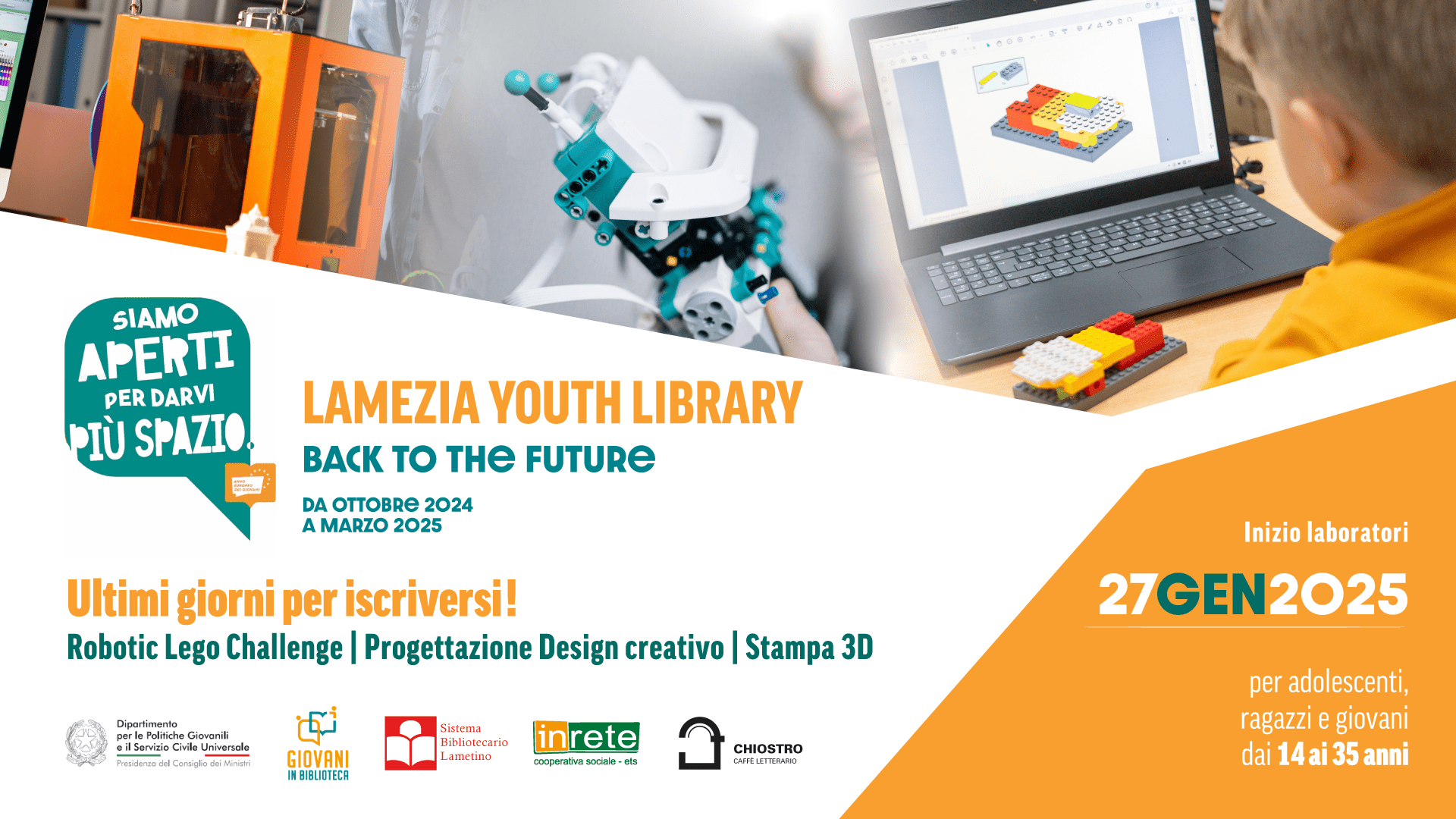 Back to the Future. Partono a Lamezia i laboratori gratuiti "Robotic Lego Challenge" e "Progettazione, Design creativo e Stampa 3D"