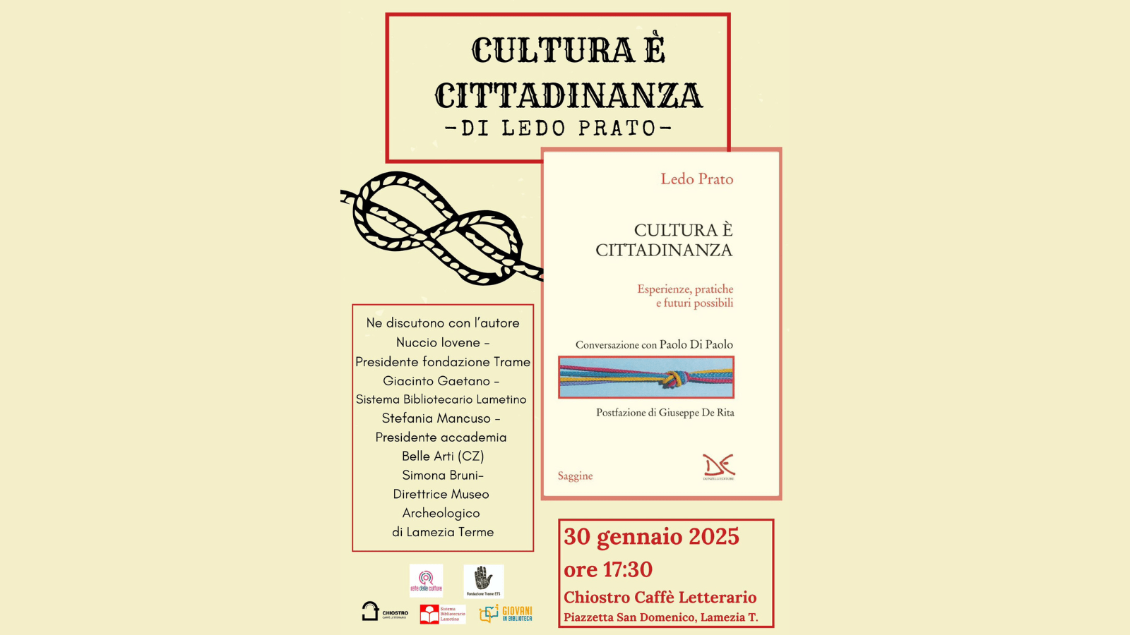 Un dialogo sulla cultura come cittadinanza attiva: a Lamezia la presentazione del nuovo libro di Ledo Prato