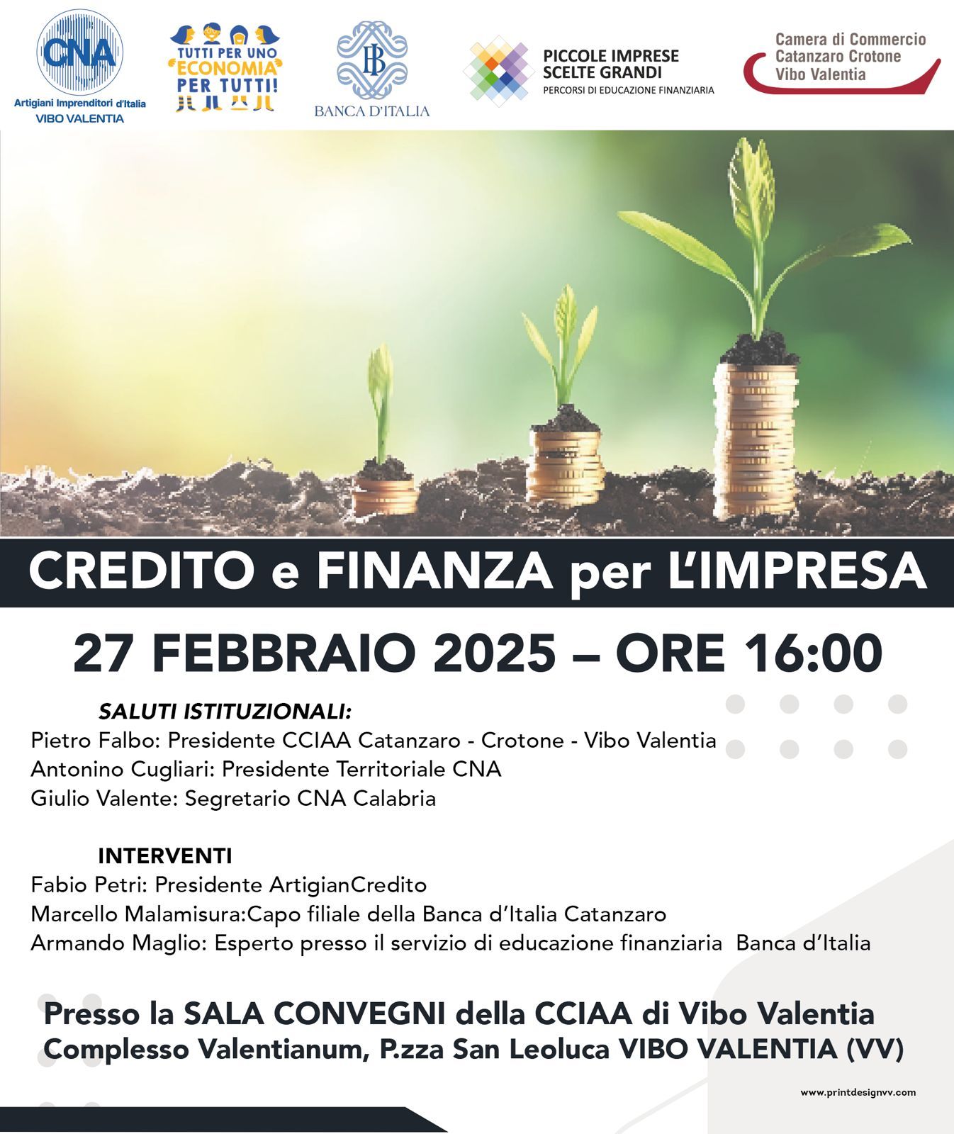 Il 27 febbraio a Vibo il convegno “Credito e finanza per l’impresa”