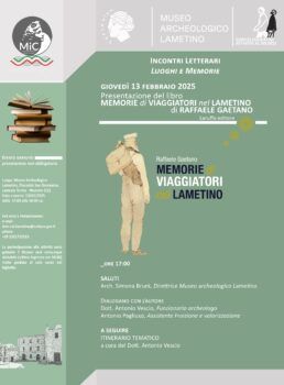 “Memorie di viaggiatori nel Lametino”, giovedì 13 febbraio la presentazione al Museo Archeologico Lametino