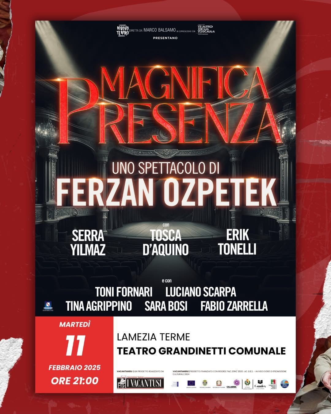 “Magnifica Presenza” di Ferzan Ozpetek l’11 febbraio al Teatro Grandinetti di Lamezia Terme